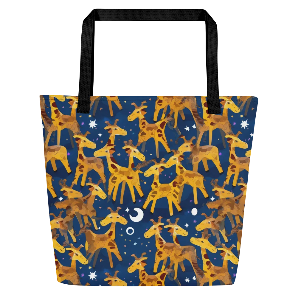 Midnight Giraffe on Large Tote Bag W/ Pocket — Front