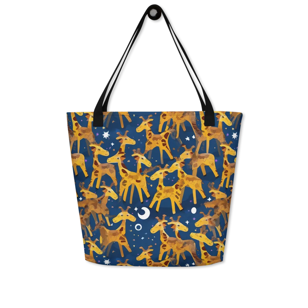 Midnight Giraffe on Large Tote Bag W/ Pocket — Front