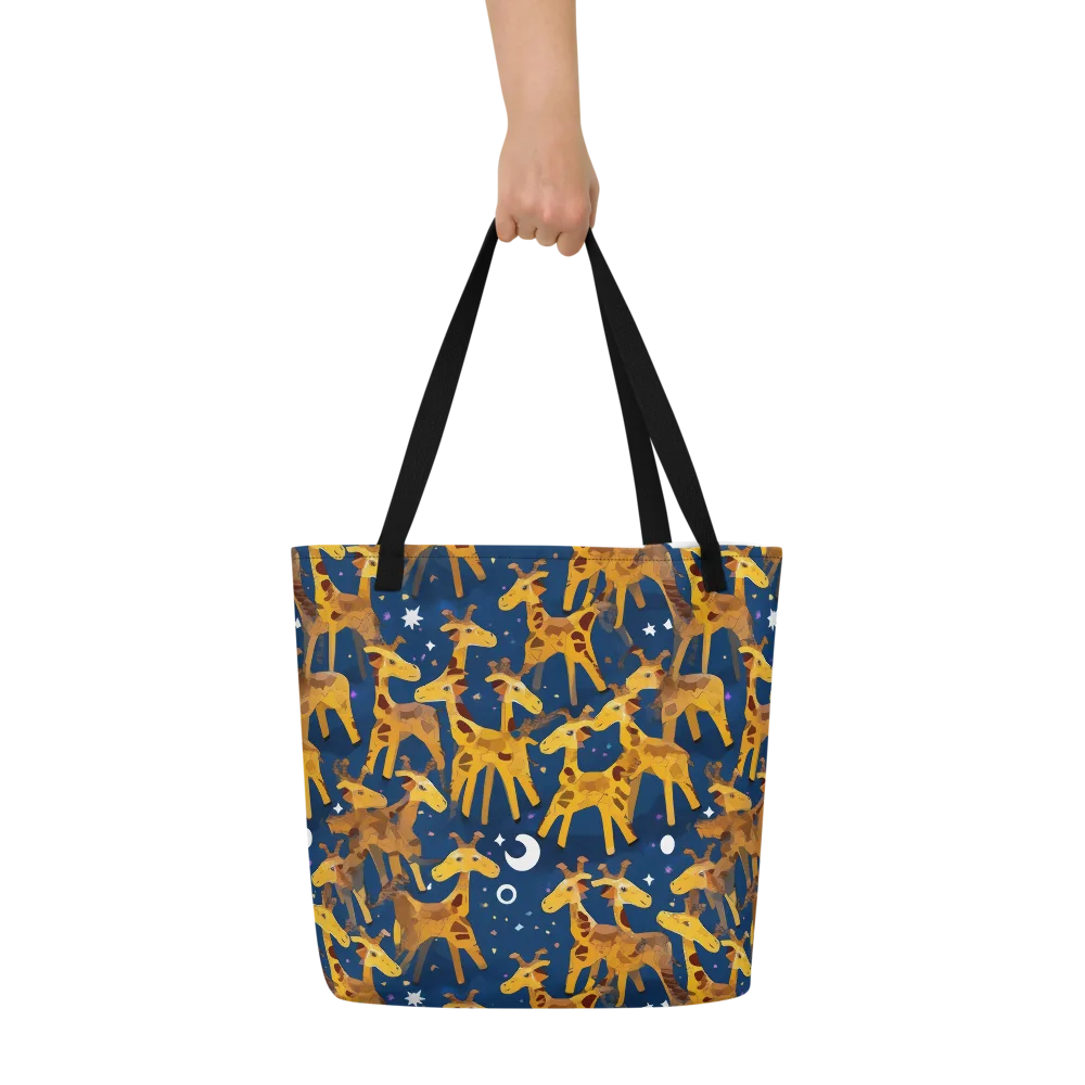 Midnight Giraffe on Large Tote Bag W/ Pocket — Front