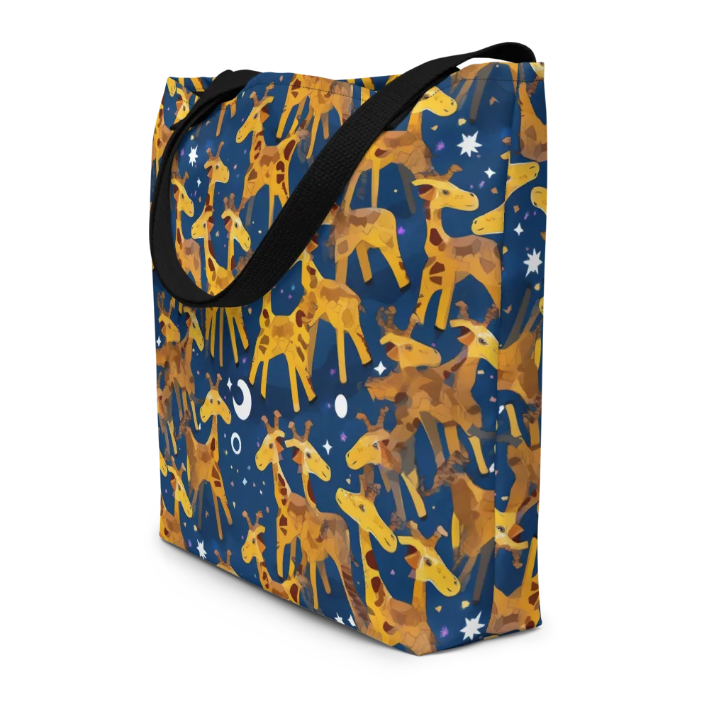 Midnight Giraffe on Large Tote Bag W/ Pocket — Front
