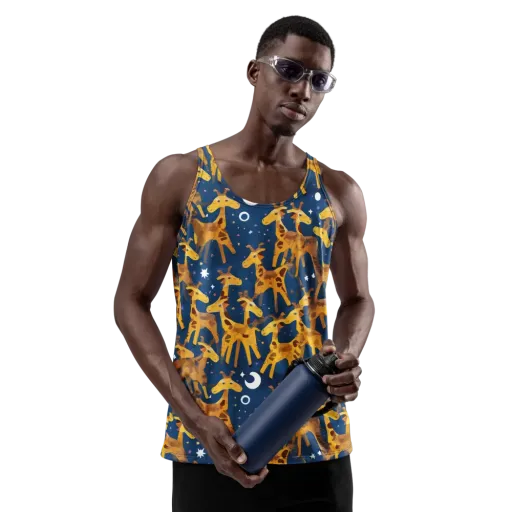 Midnight Giraffe on a Men's Tank Top