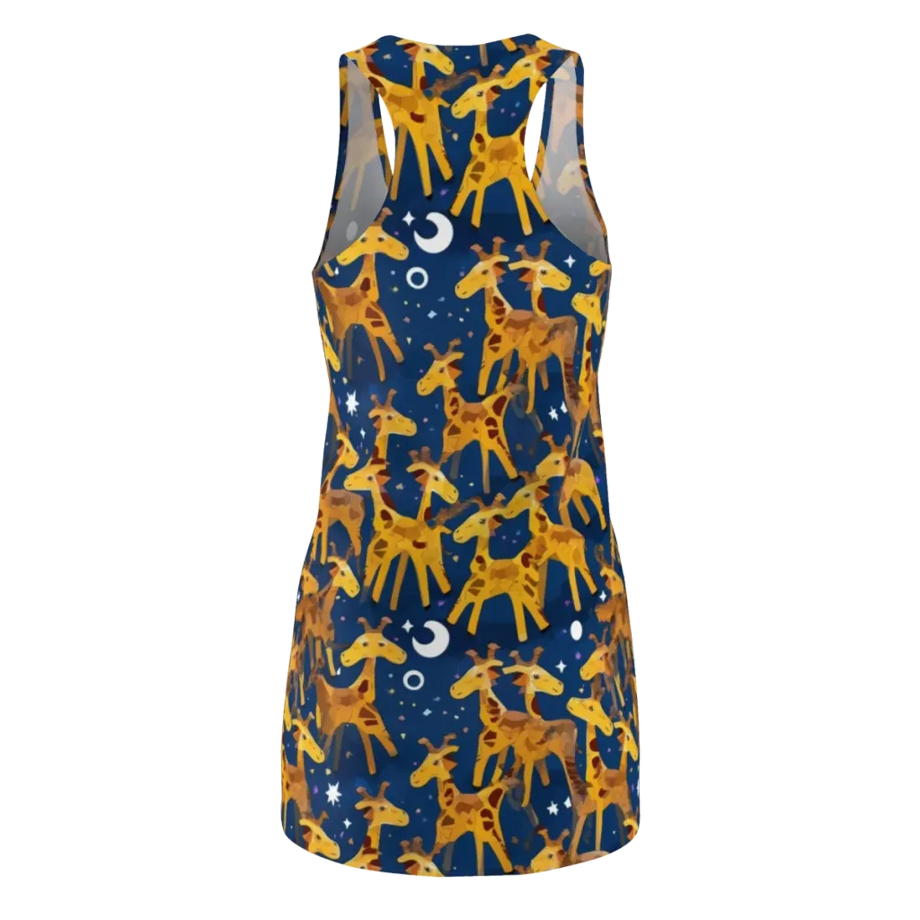 Midnight Giraffe on Racerback Dress — Back
