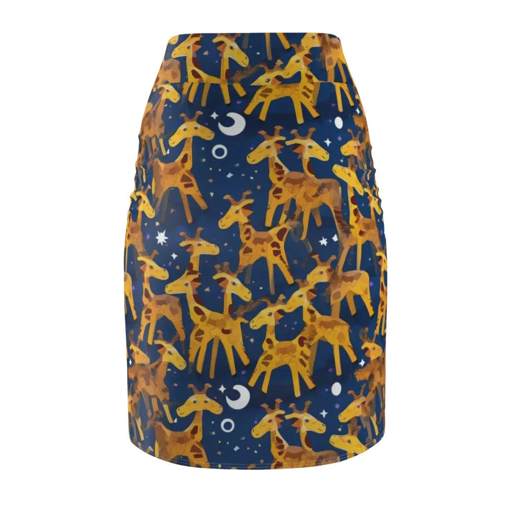 Midnight Giraffe on Pencil Skirt — Back