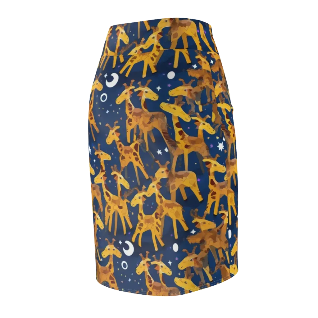 Midnight Giraffe on Pencil Skirt — Back Side