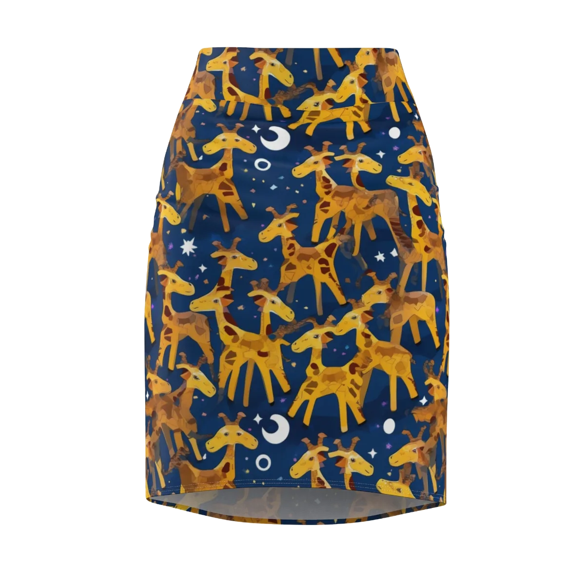Midnight Giraffe on Pencil Skirt — Front
