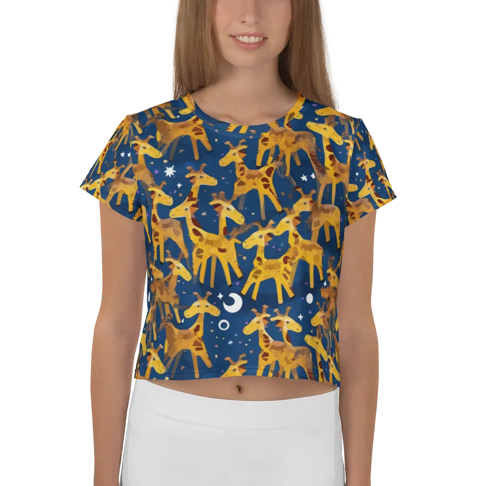 Midnight Giraffe on Crop Tee — Front