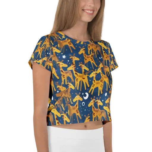 Midnight Giraffe on a Crop Tee