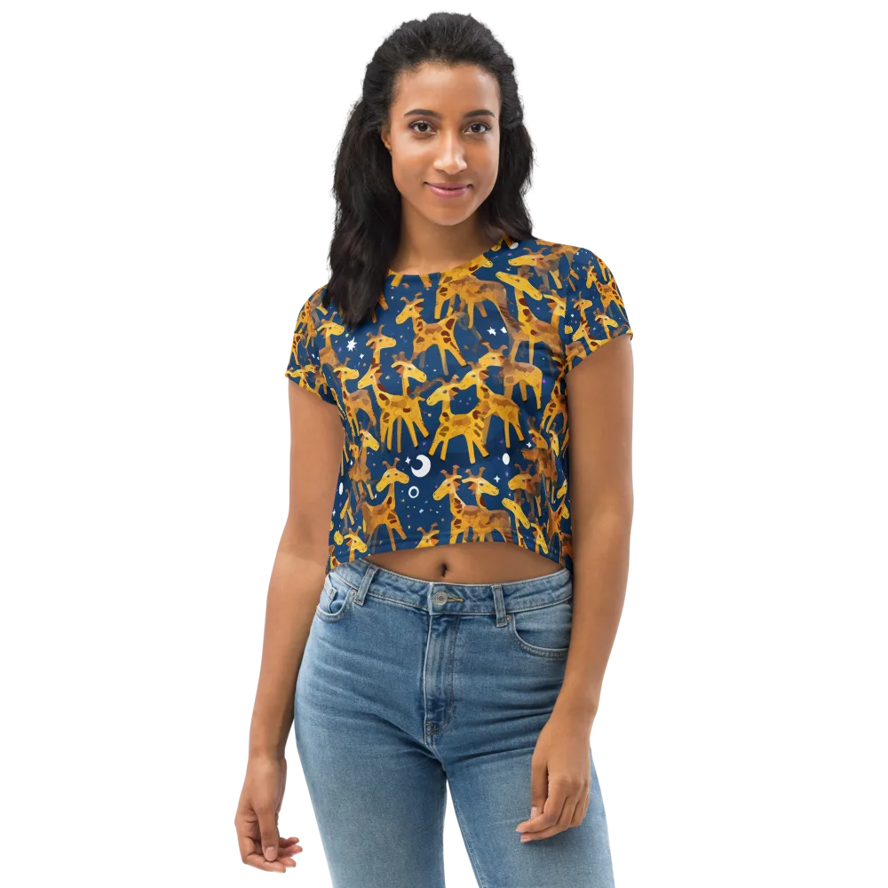 Midnight Giraffe on Crop Tee — Front