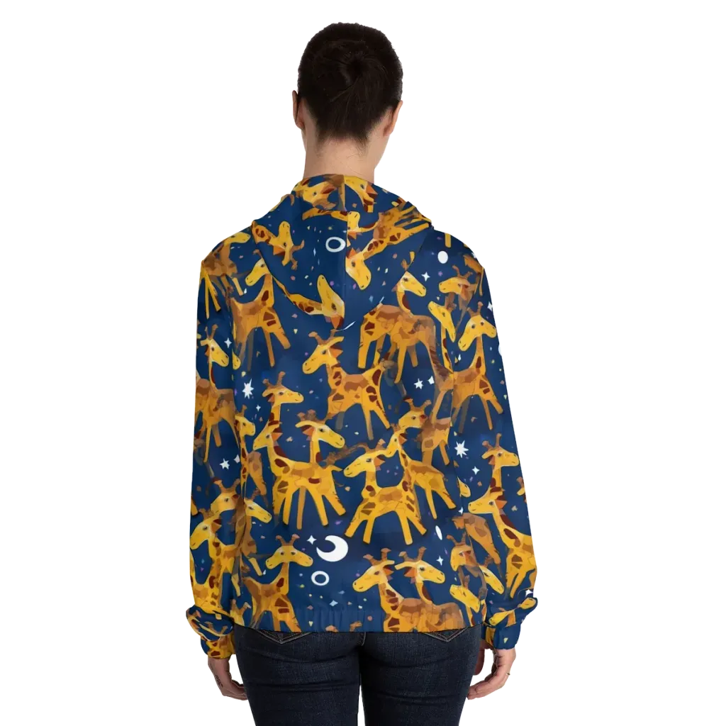 Midnight Giraffe on Women's Full-Zip Hoodie — Back On Person