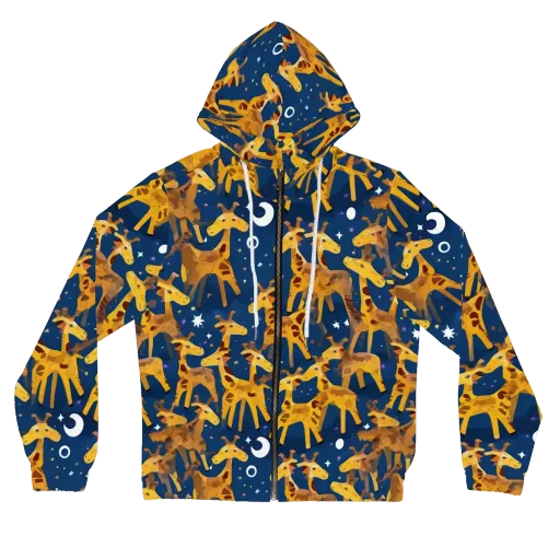 Midnight Giraffe on a Women's Full-Zip Hoodie