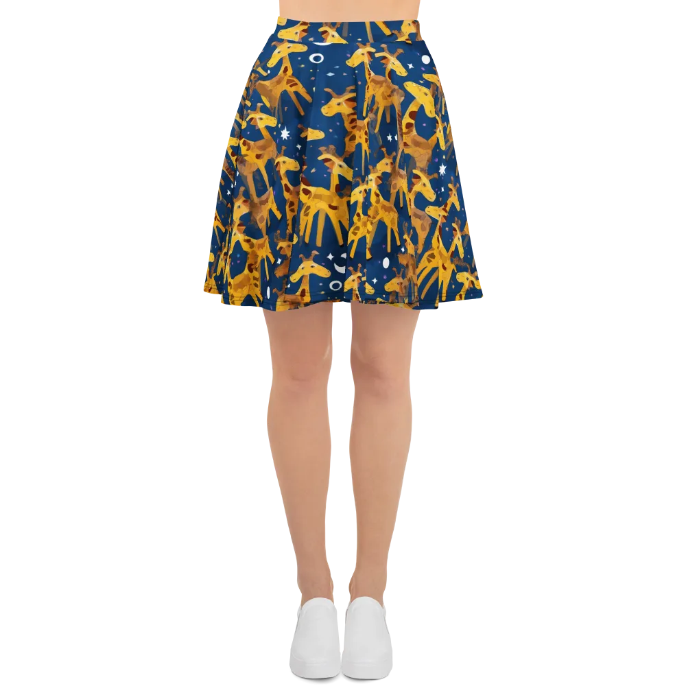 Midnight Giraffe on Skater Skirt — Front