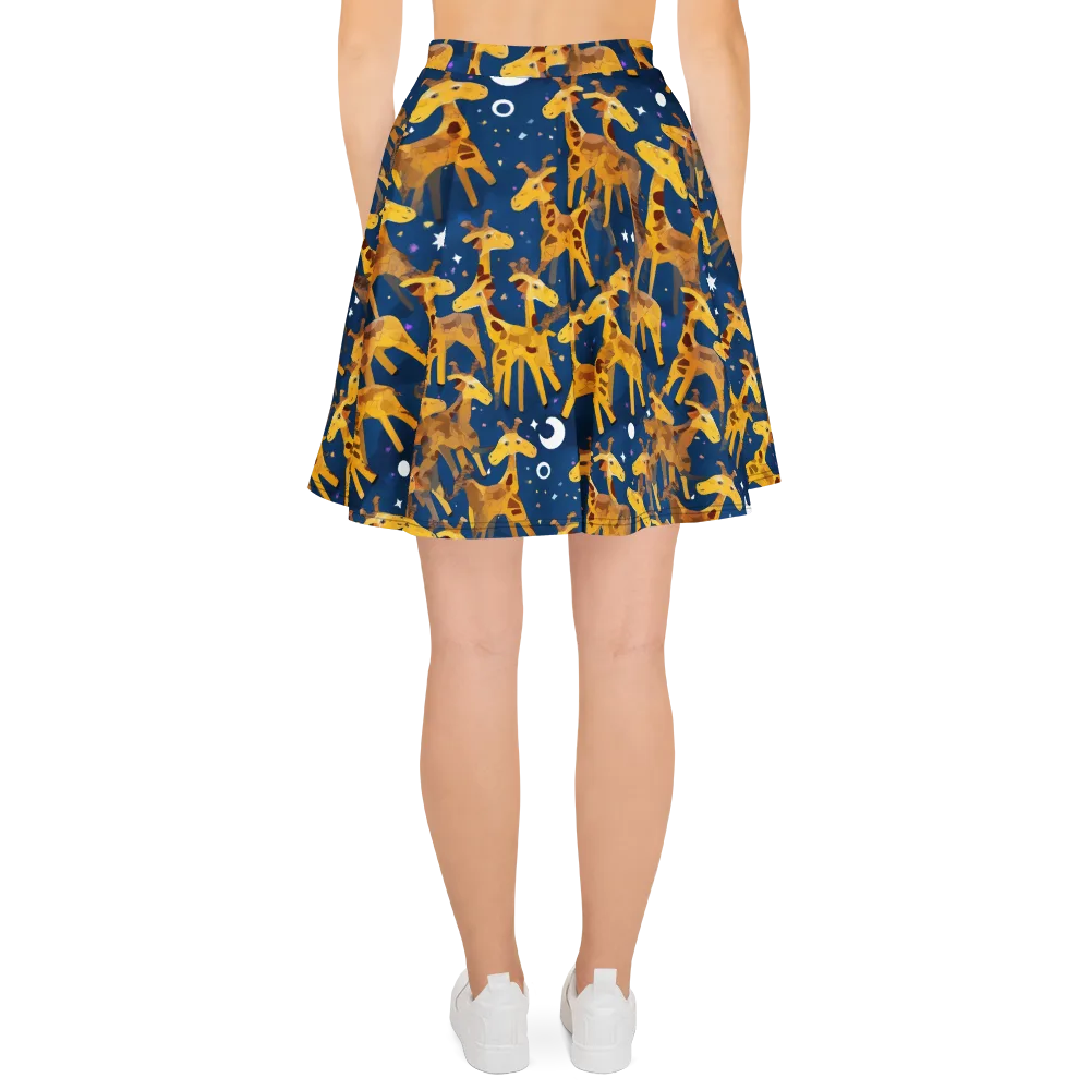 Midnight Giraffe on Skater Skirt — Back