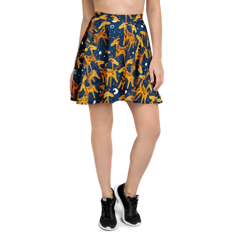 Midnight Giraffe on Skater Skirt — Front