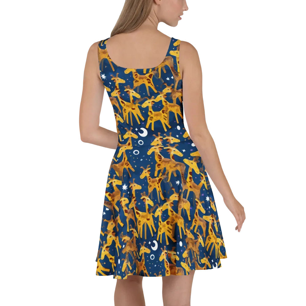 Midnight Giraffe on Skater Dress — Back