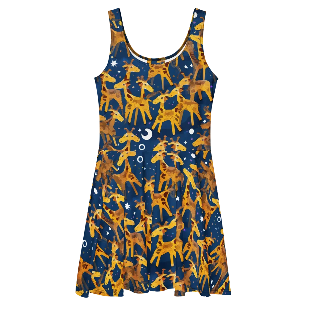 Midnight Giraffe on Skater Dress — Front