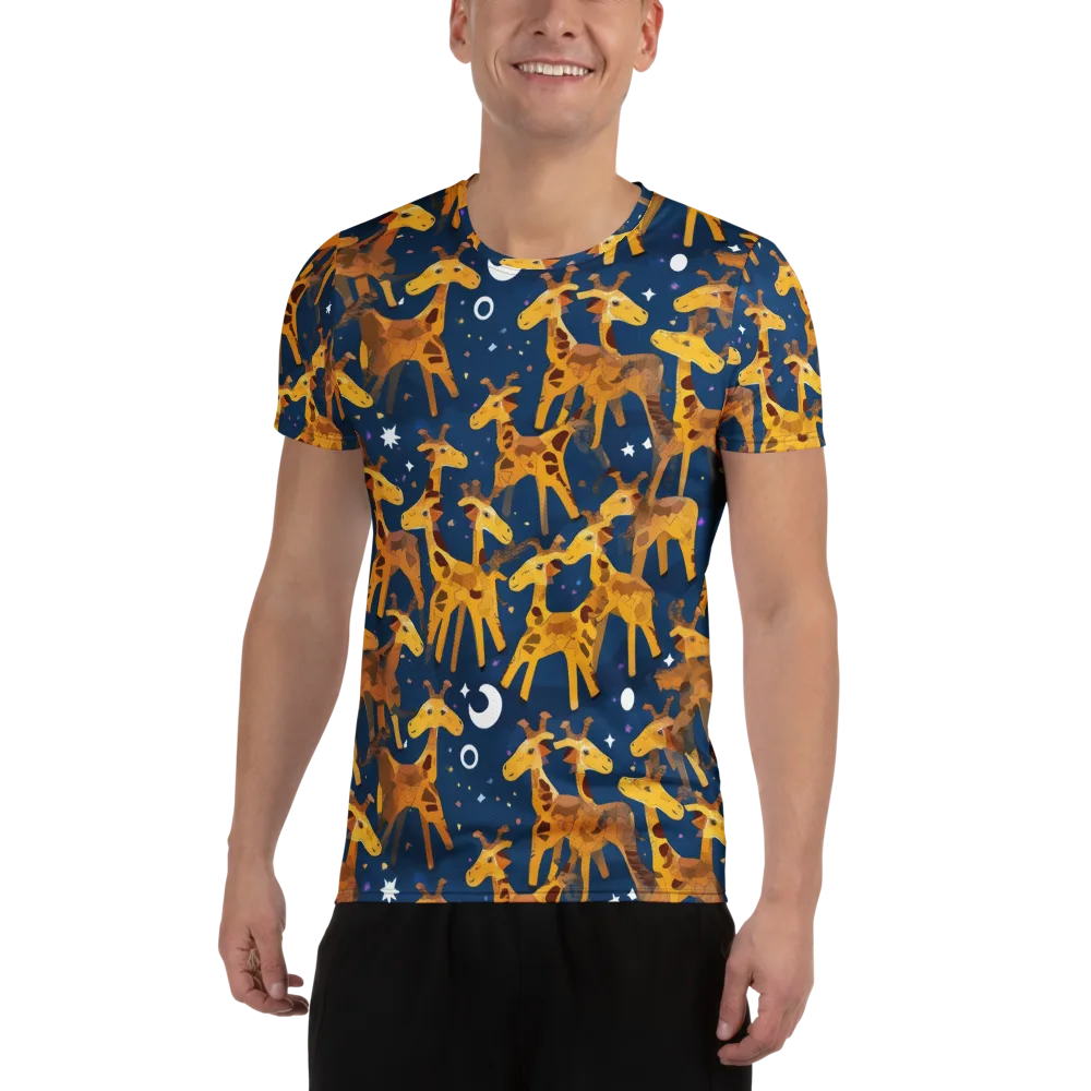 Midnight Giraffe on Men's Athletic T-Shirt — Front