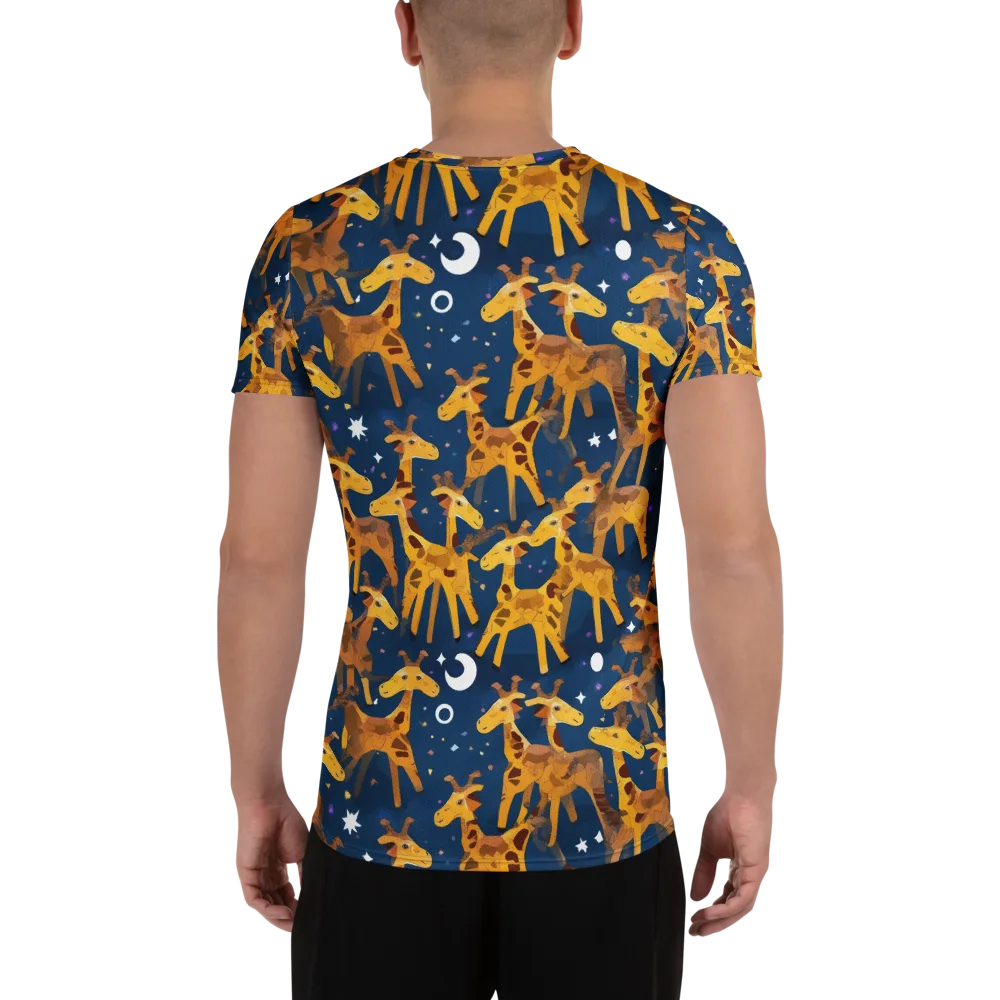 Midnight Giraffe on Men's Athletic T-Shirt — Back