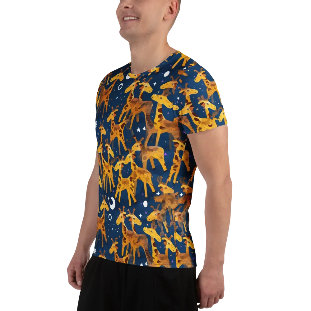 Midnight Giraffe on Men's Athletic T-Shirt — Left