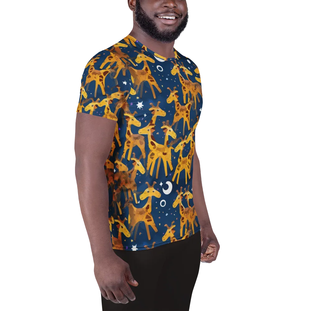 Midnight Giraffe on Men's Athletic T-Shirt — Right