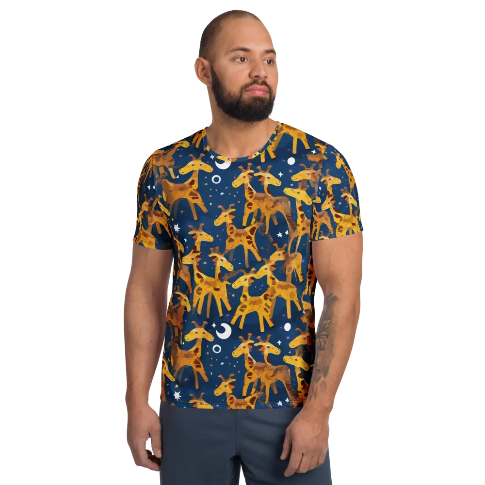 Midnight Giraffe on Men's Athletic T-Shirt — Front