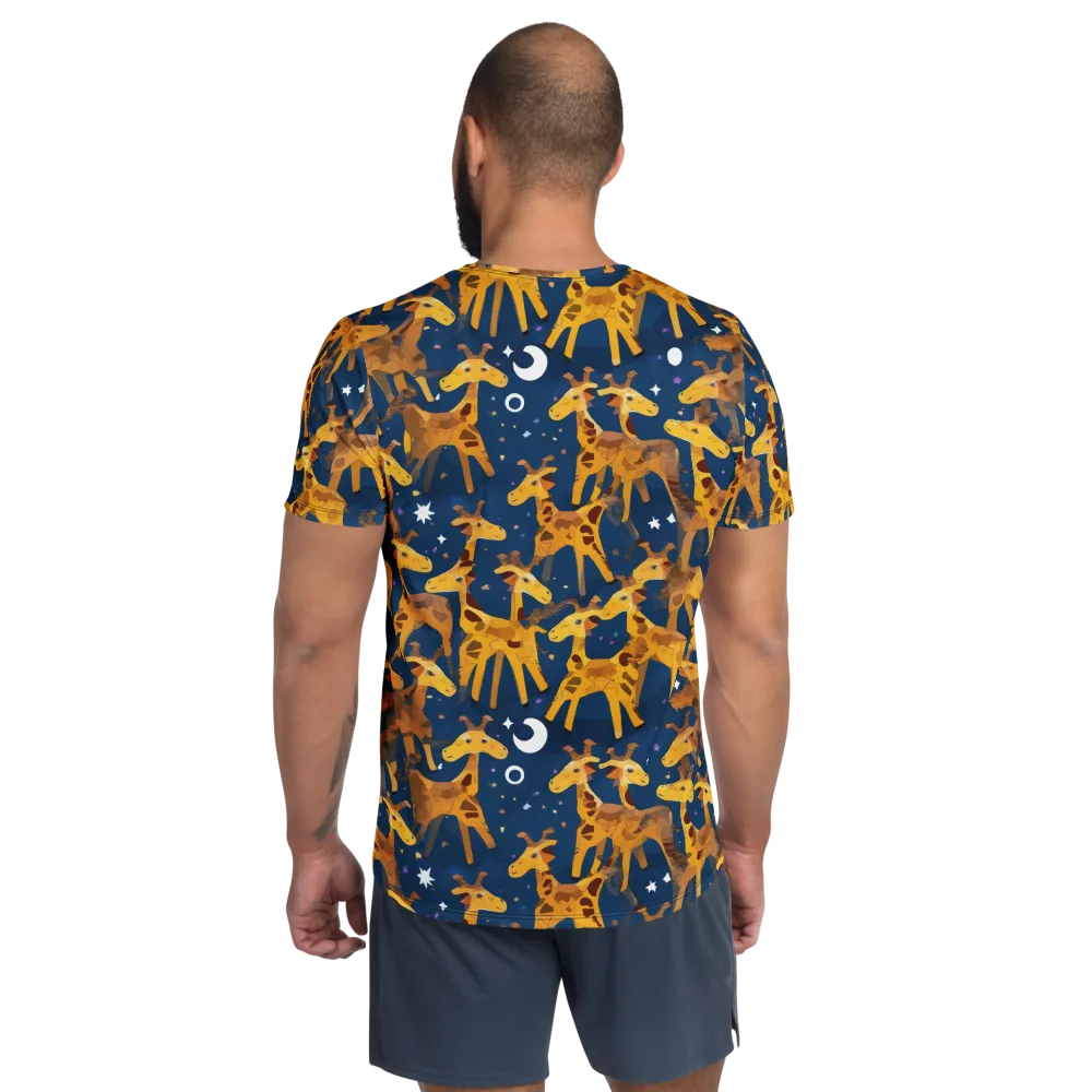 Midnight Giraffe on Men's Athletic T-Shirt — Back