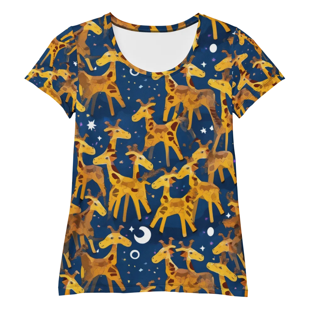 Midnight Giraffe on Women's Athletic T-Shirt — Front