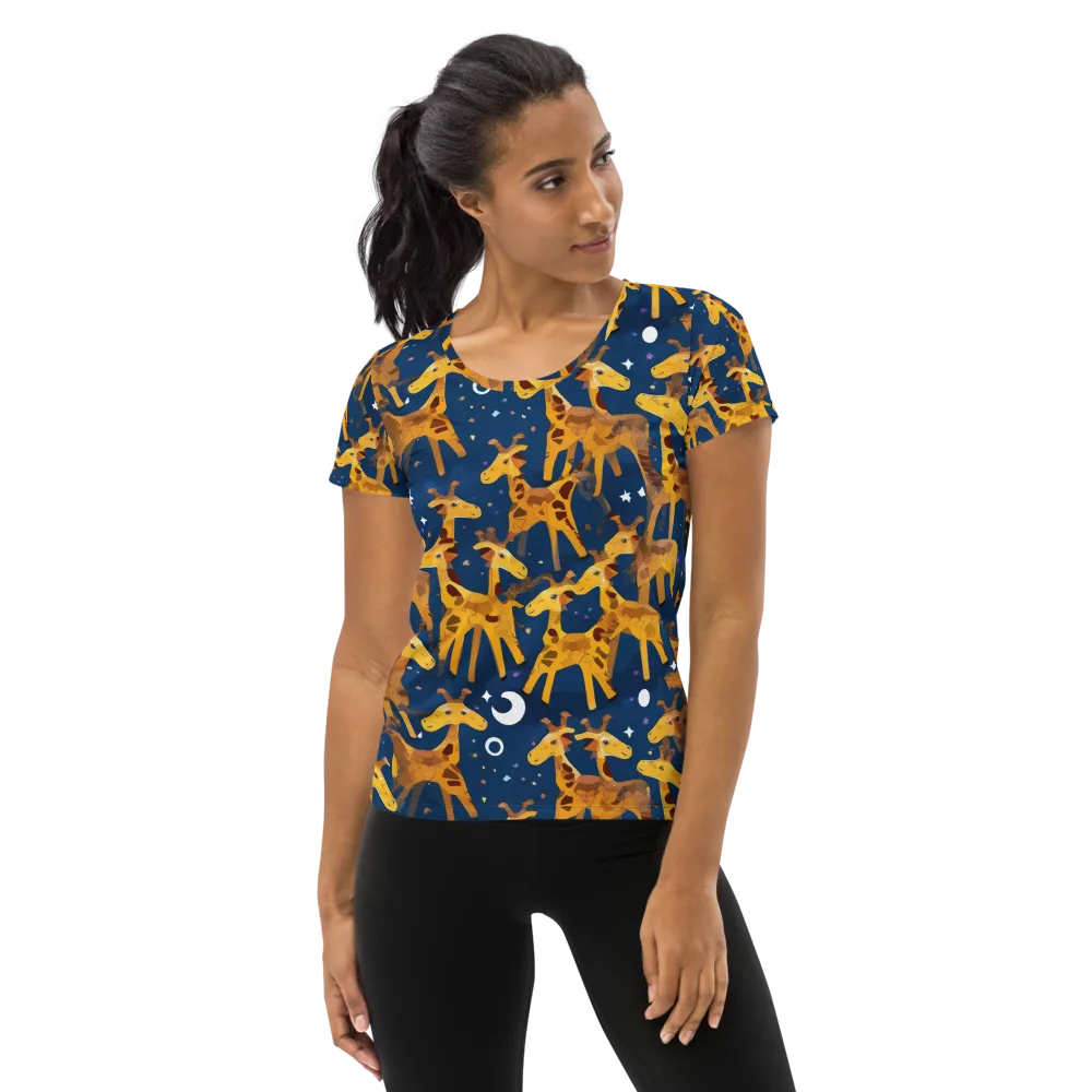 Midnight Giraffe on Women's Athletic T-Shirt — Front