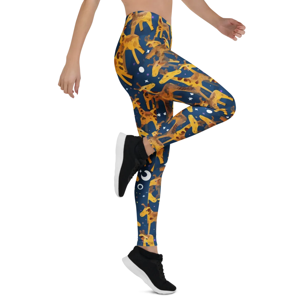 Midnight Giraffe on Leggings — Right