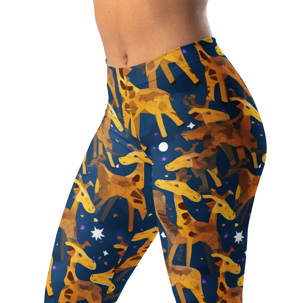 Midnight Giraffe on Leggings — Left Front