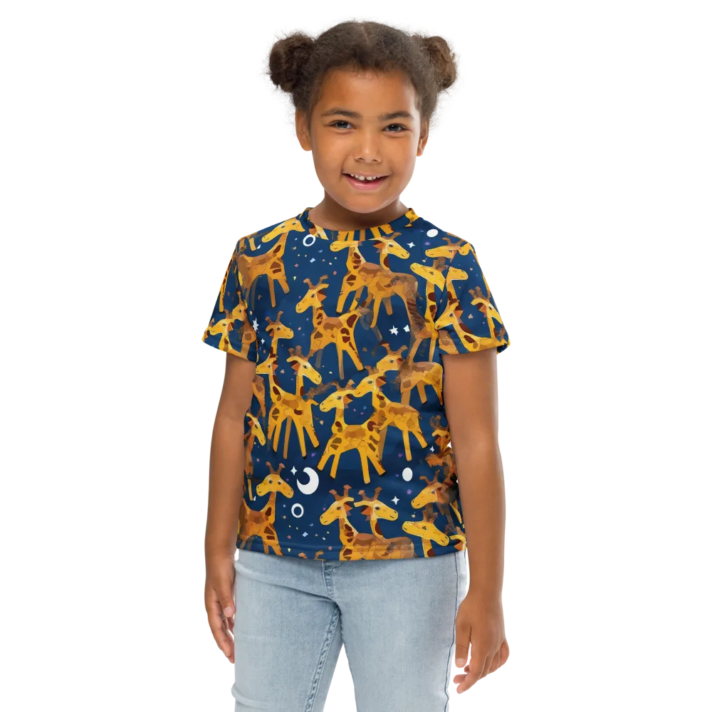 Midnight Giraffe on Kids Crew Neck T-Shirt — Front