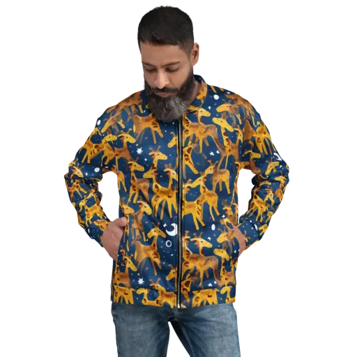 Midnight Giraffe on a Bomber Jacket