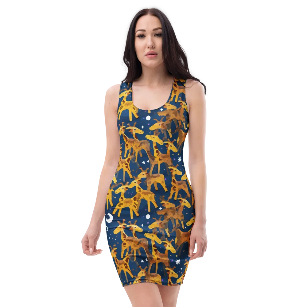 Midnight Giraffe on Bodycon Dress — Front