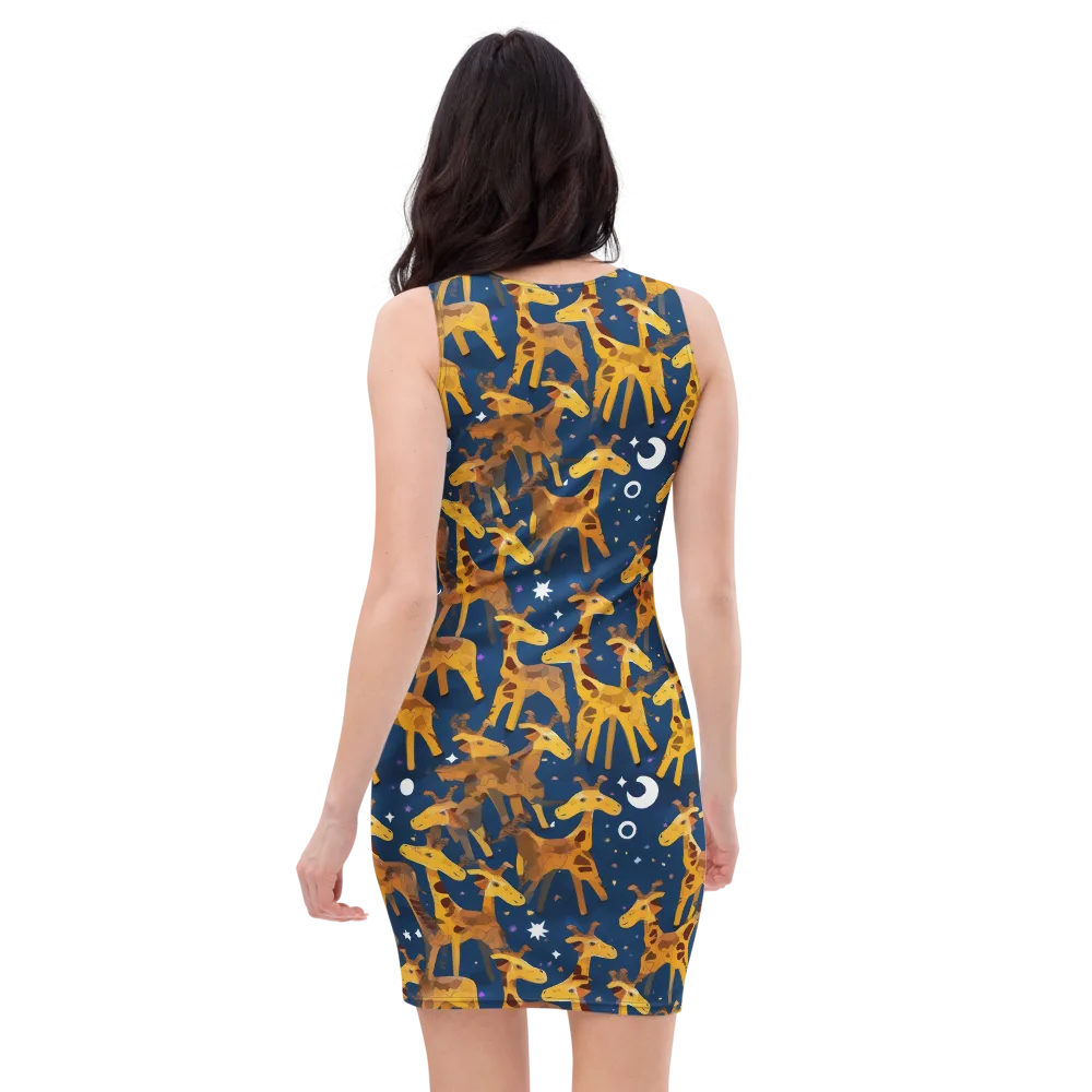 Midnight Giraffe on Bodycon Dress — Back