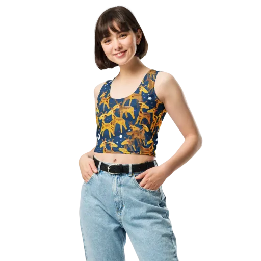 Midnight Giraffe on a Crop Top