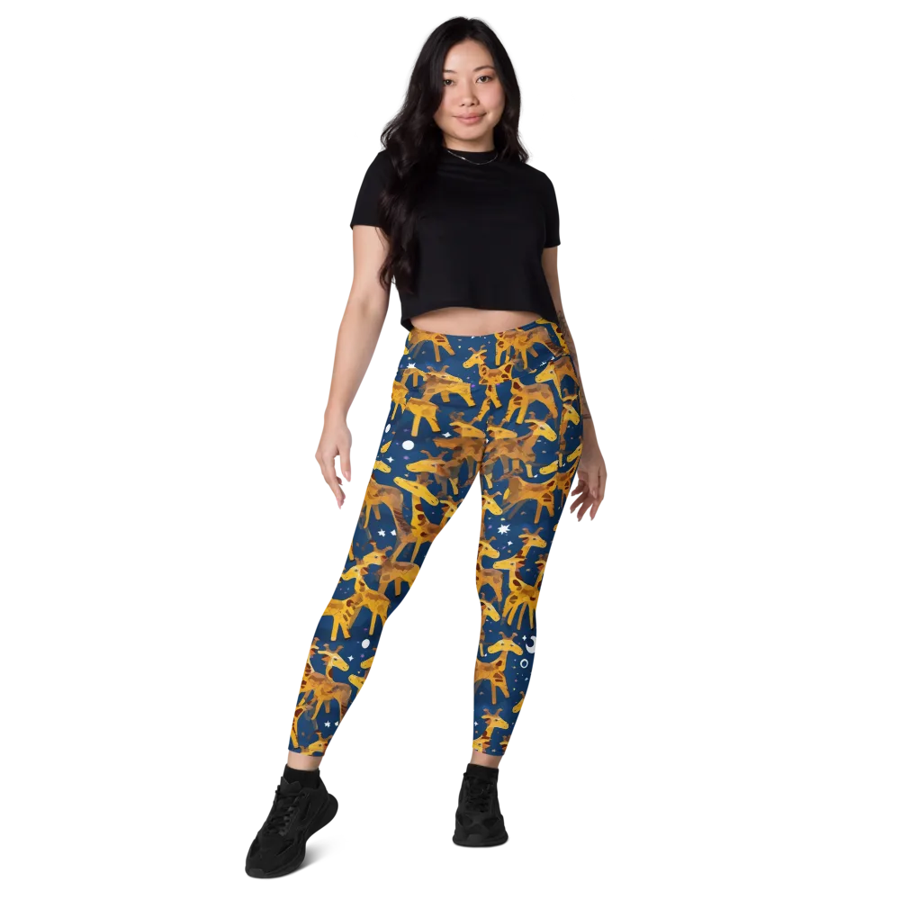 Midnight Giraffe on Leggings with Pockets — Front