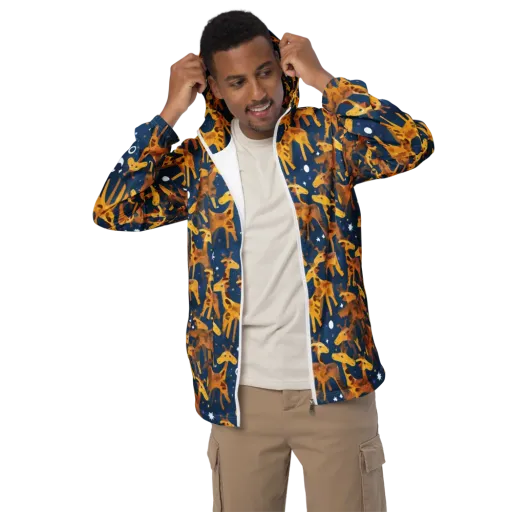 Midnight Giraffe on a Men's Windbreaker