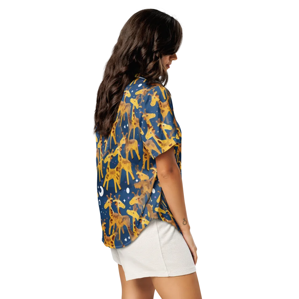 Midnight Giraffe on Women's Short Sleeve Pajama Top — Right Back