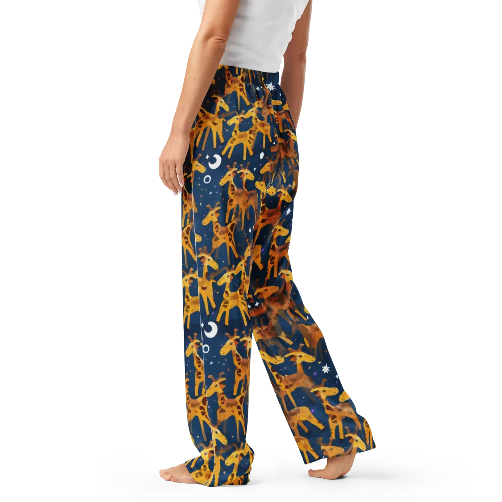 Midnight Giraffe on Women's Pajama Pants — Left