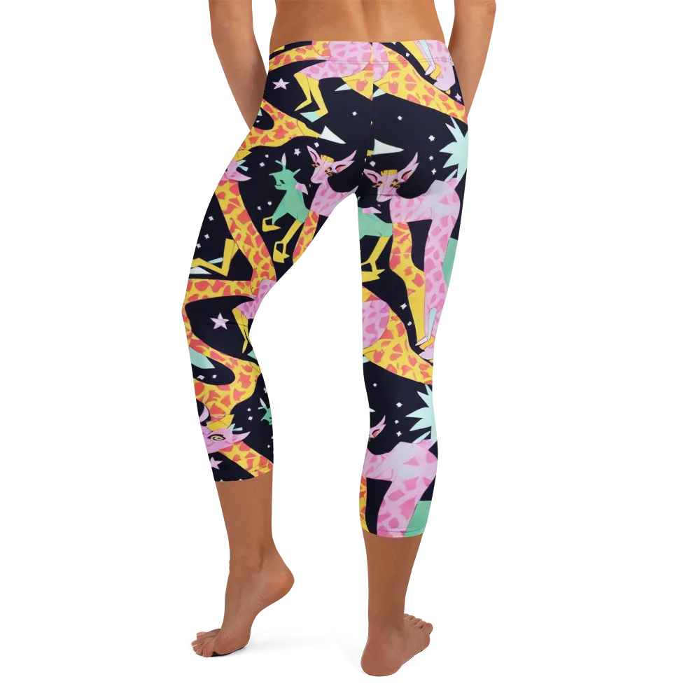 Starlit Menagerie on Capri Leggings — Back