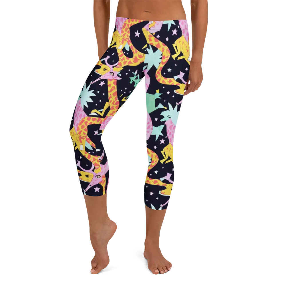 Starlit Menagerie on Capri Leggings — Front