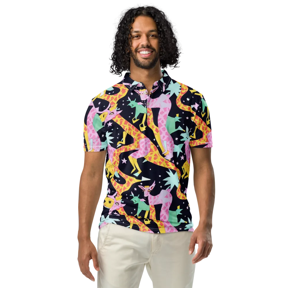 Starlit Menagerie on Men's Slim Fit Polo Shirt — Front