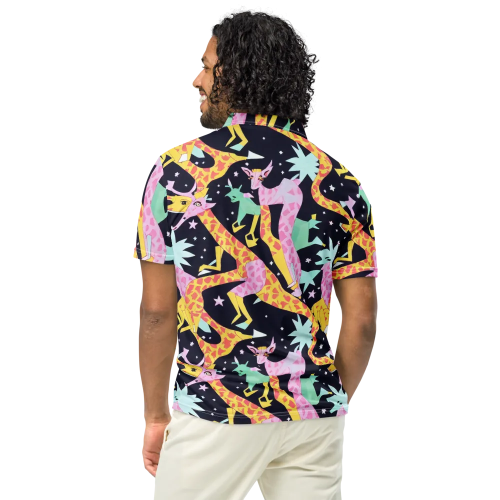 Starlit Menagerie on Men's Slim Fit Polo Shirt — Back