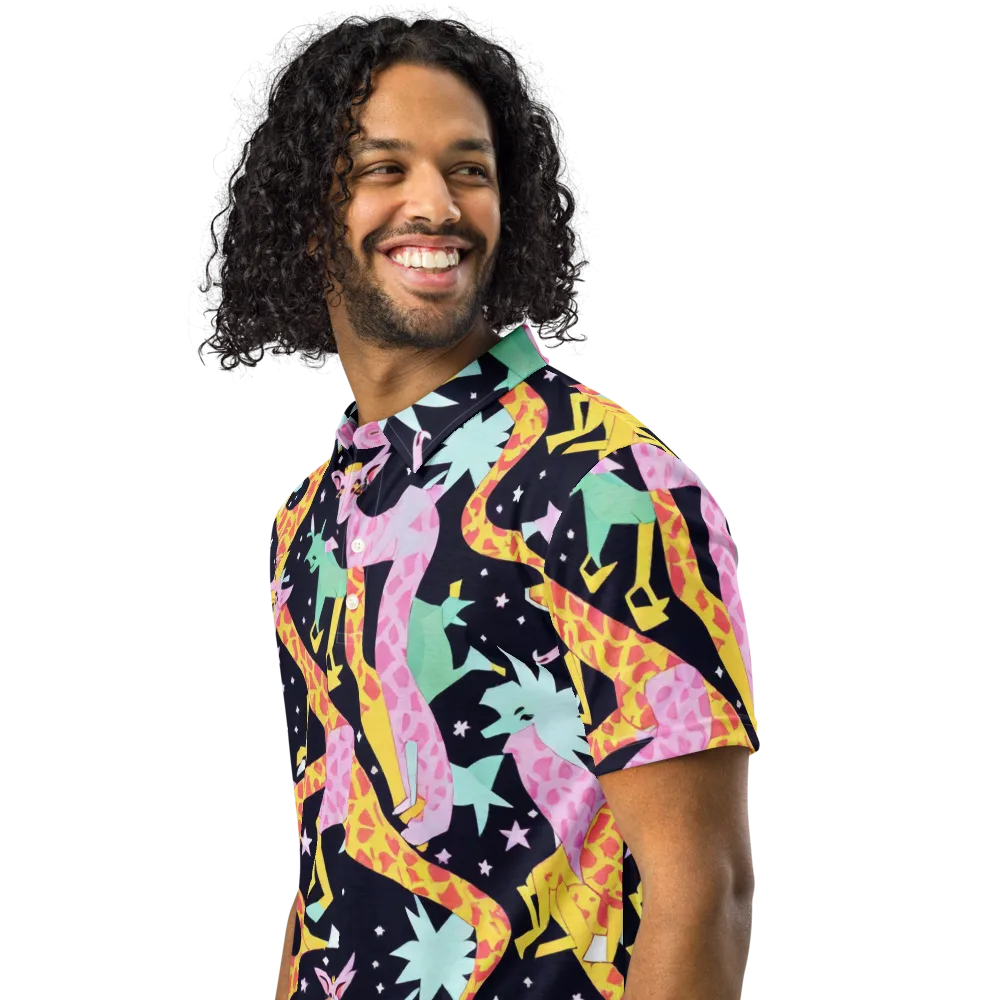 Starlit Menagerie on Men's Slim Fit Polo Shirt — Left Front