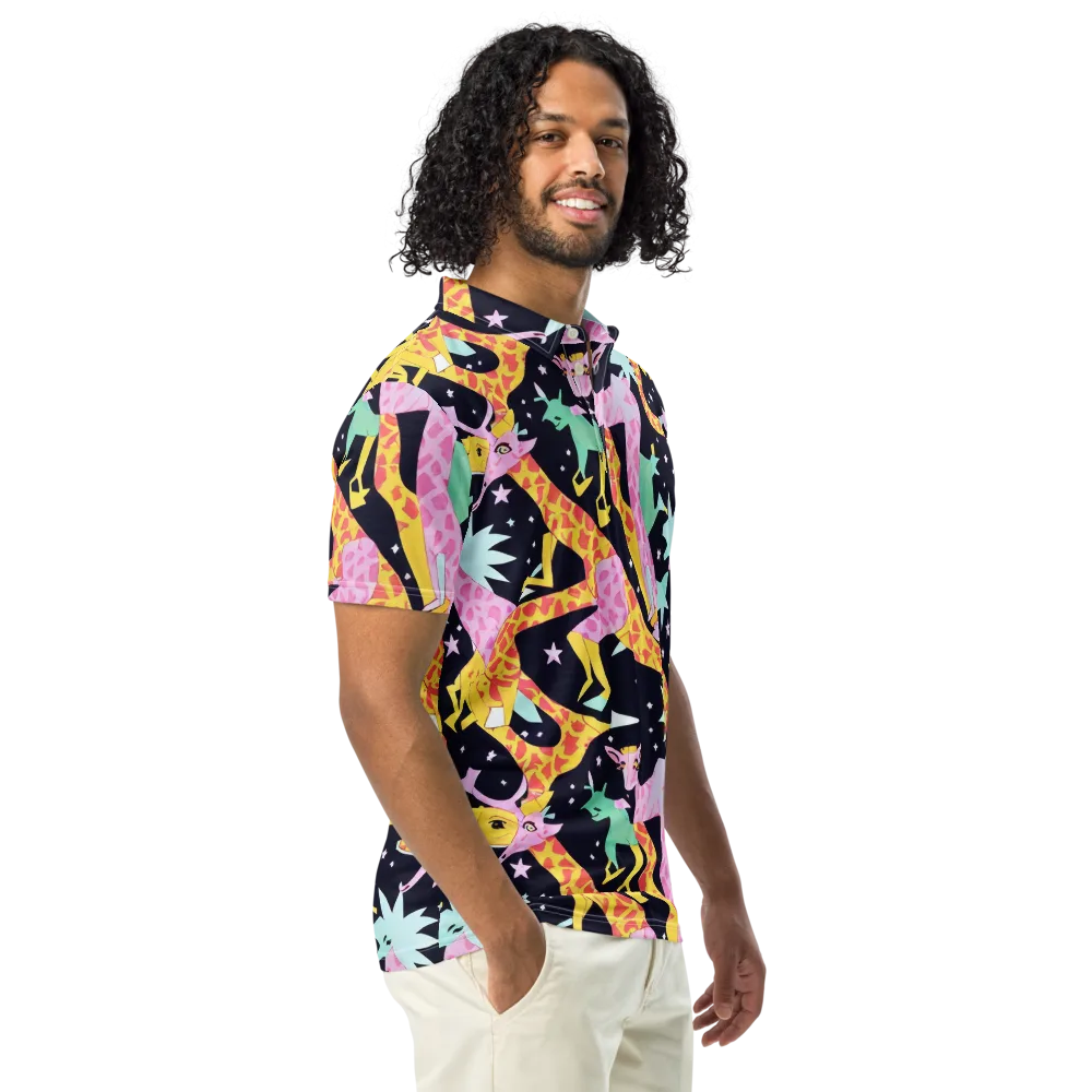 Starlit Menagerie on Men's Slim Fit Polo Shirt — Right Front