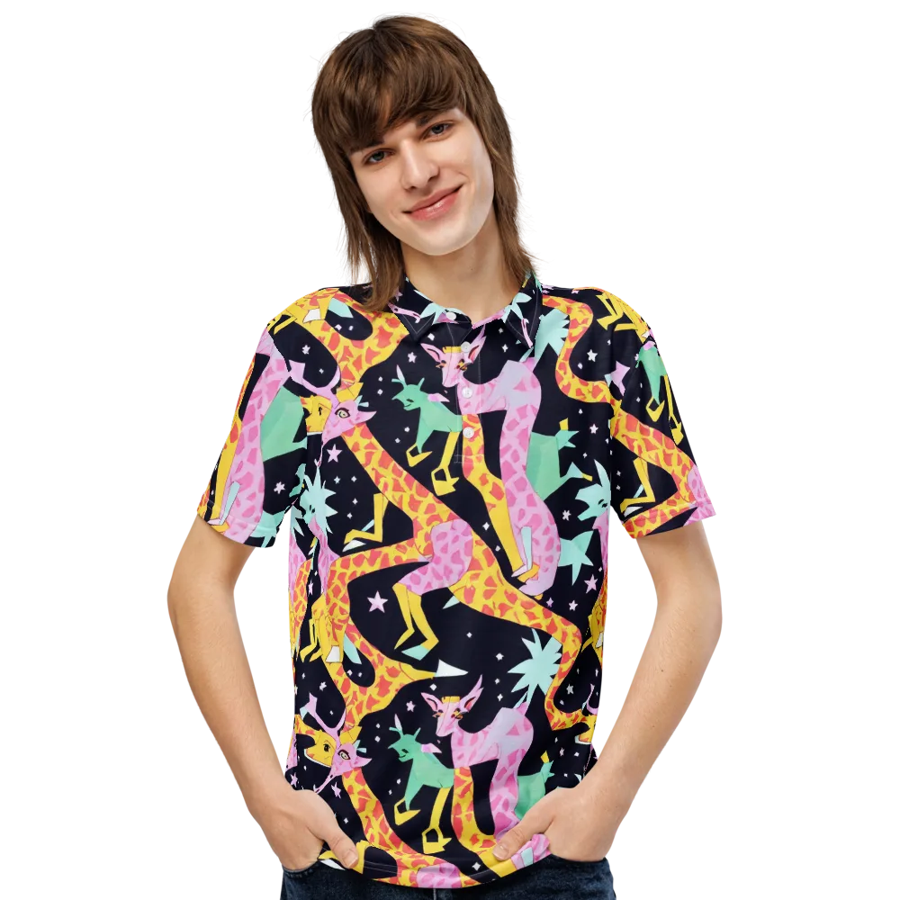 Starlit Menagerie on Men's Slim Fit Polo Shirt — Front