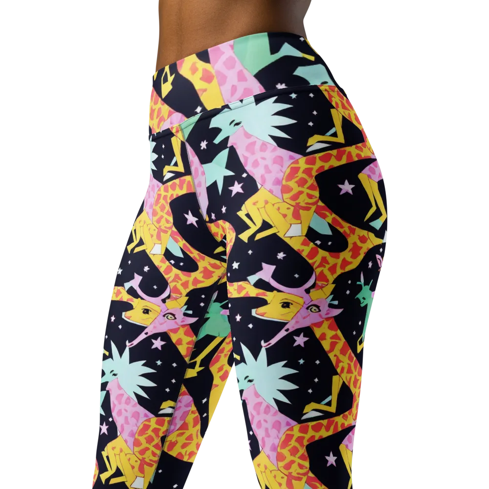 Starlit Menagerie on Yoga Leggings — Left Front