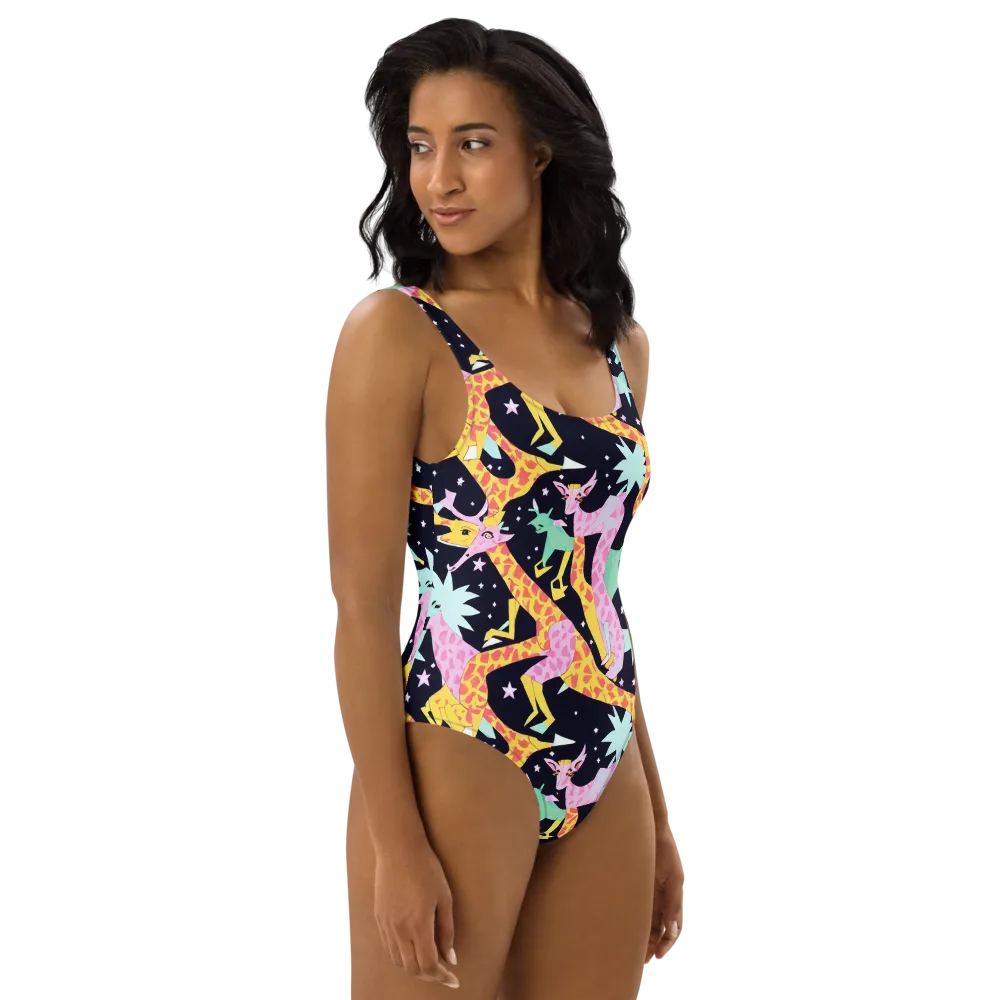 Starlit Menagerie on One-Piece Swimsuit — Right