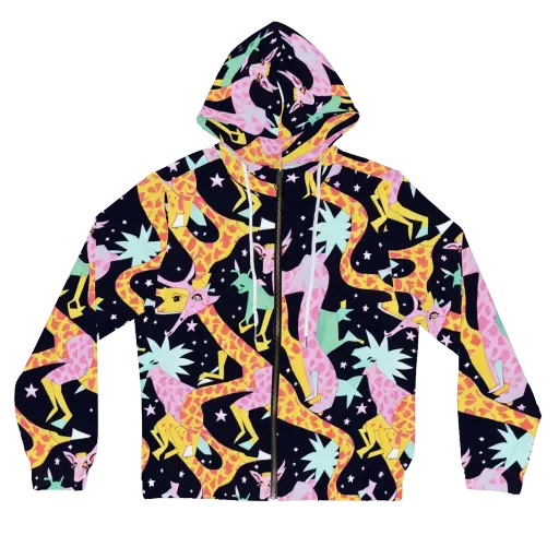 Starlit Menagerie on a Women's Full-Zip Hoodie