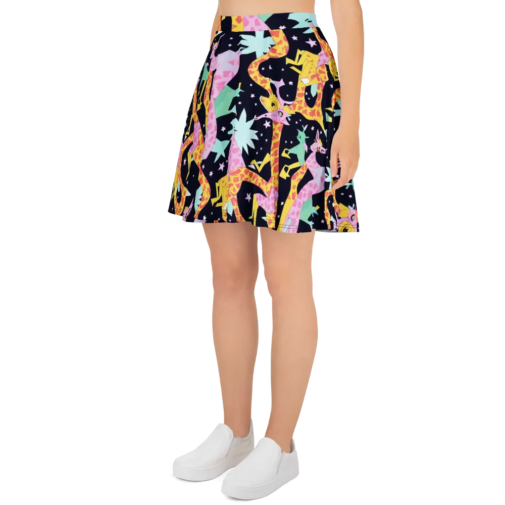 Starlit Menagerie on Skater Skirt — Left