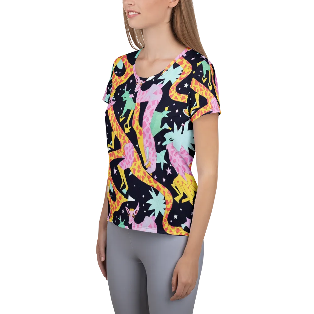 Starlit Menagerie on Women's Athletic T-Shirt — Left